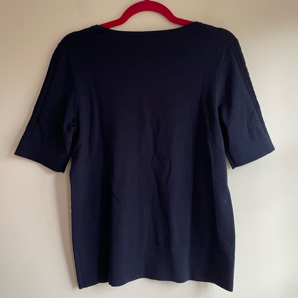 Pendleton Navy Blue Silk Cotton Short Sleeve Sweater Size M - Picture 4 of 5